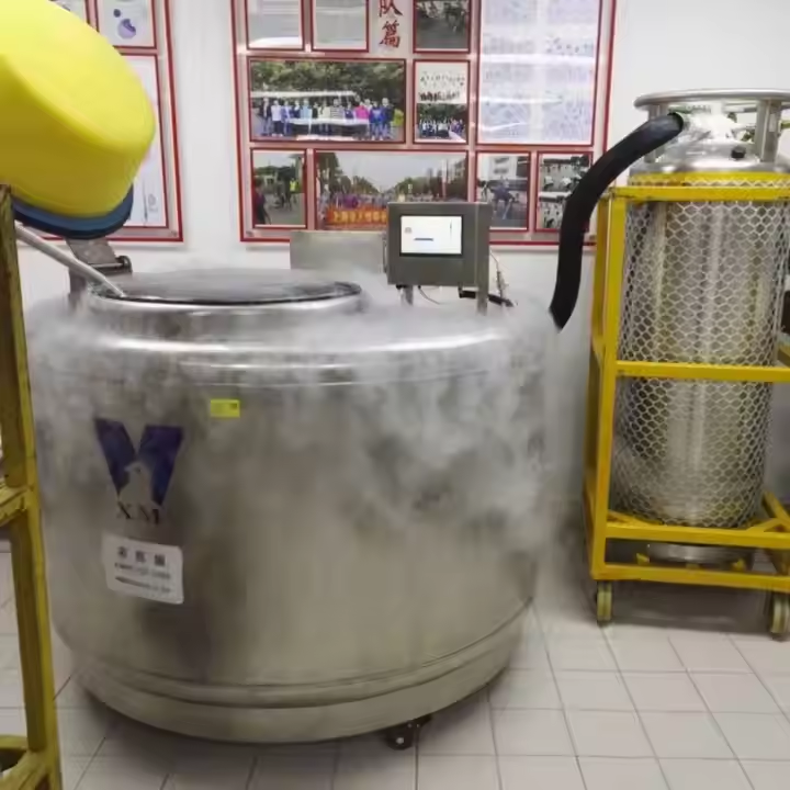 使用液氮罐凍存，外部結(jié)霜
